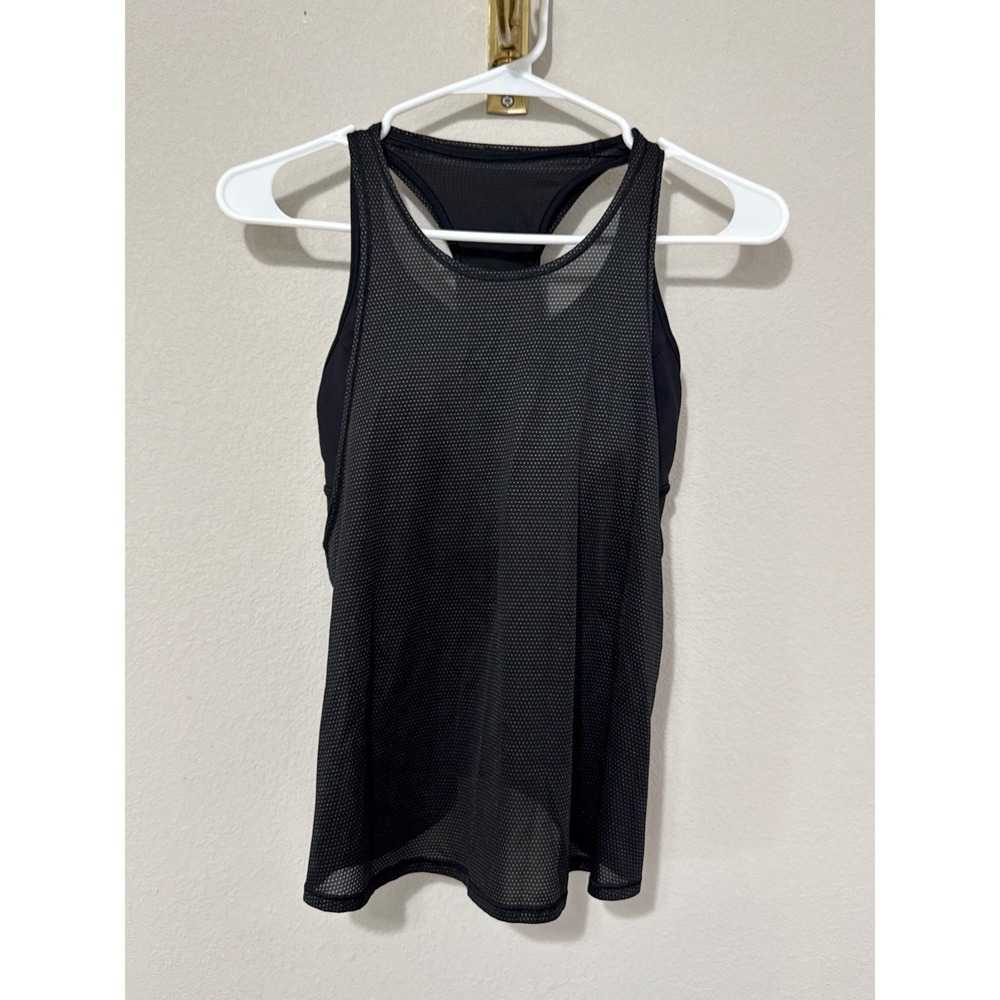 Lululemon Pushing Limits Shelf Bra Mesh Tank Women 4 Black Racerback Activewear